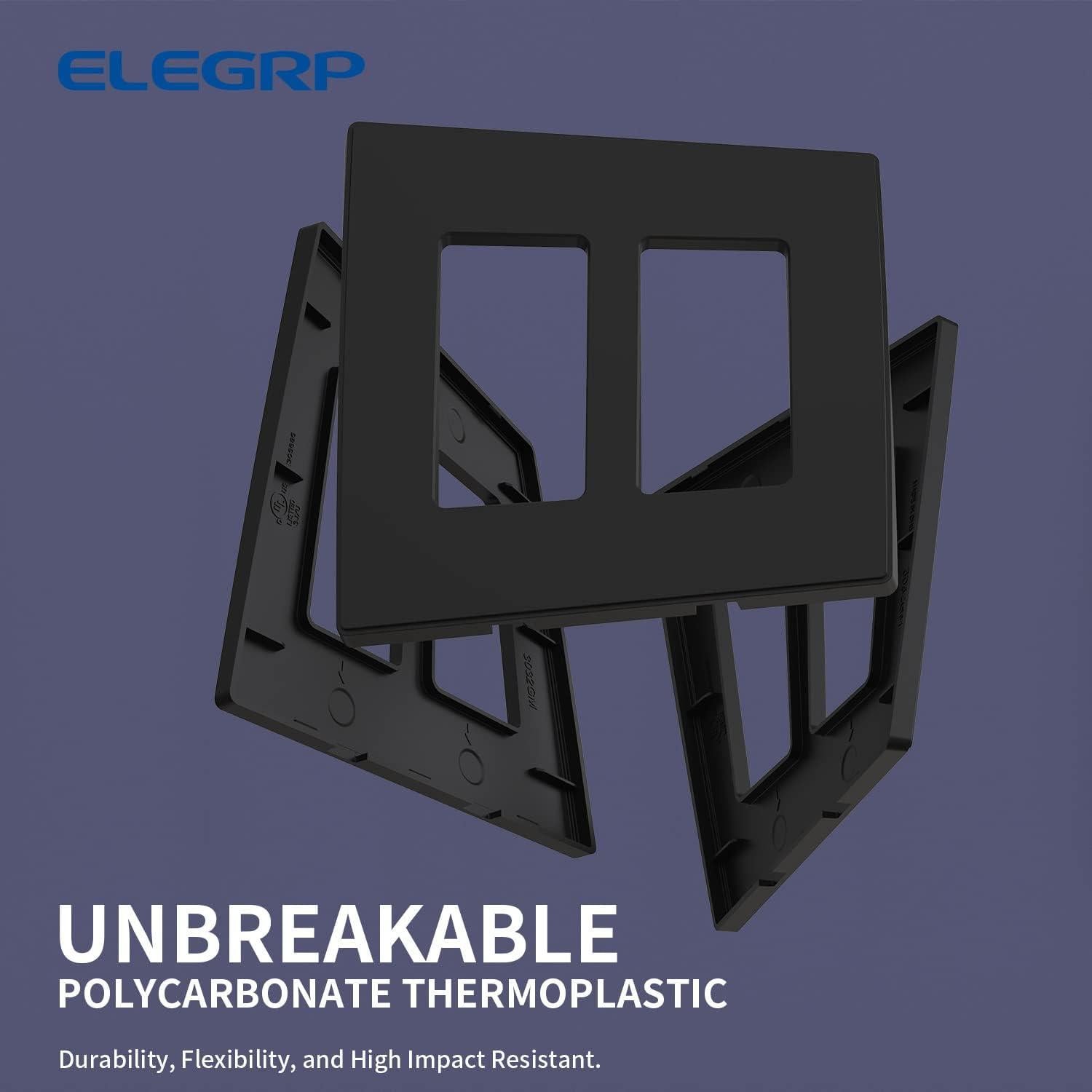 Placa de Pared Decorativa Sin Tornillos ELEGRP 2 Gang Negro Mate