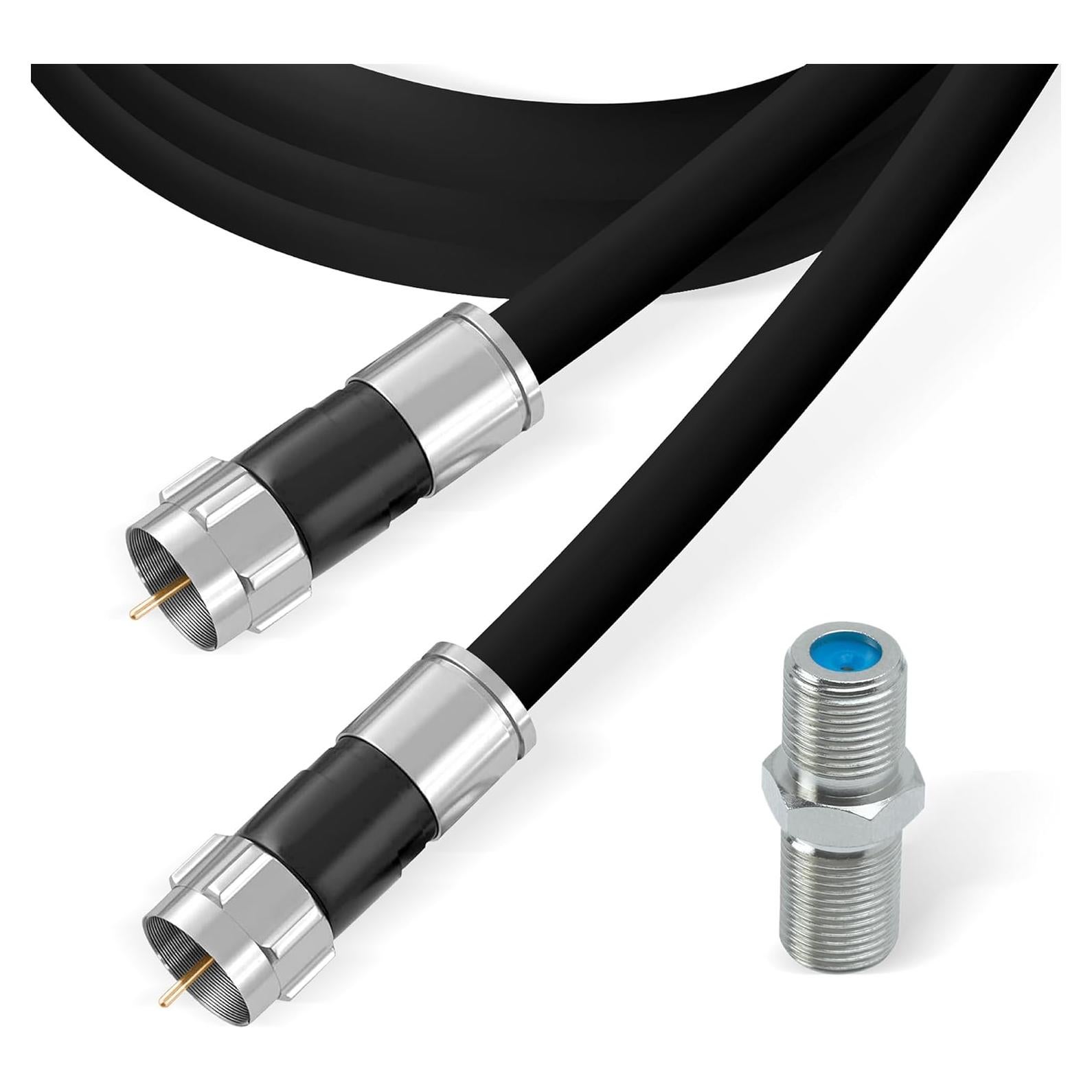 Cable Coaxial RG6 Premium 30.48 cm Negro - Internet y TV HD