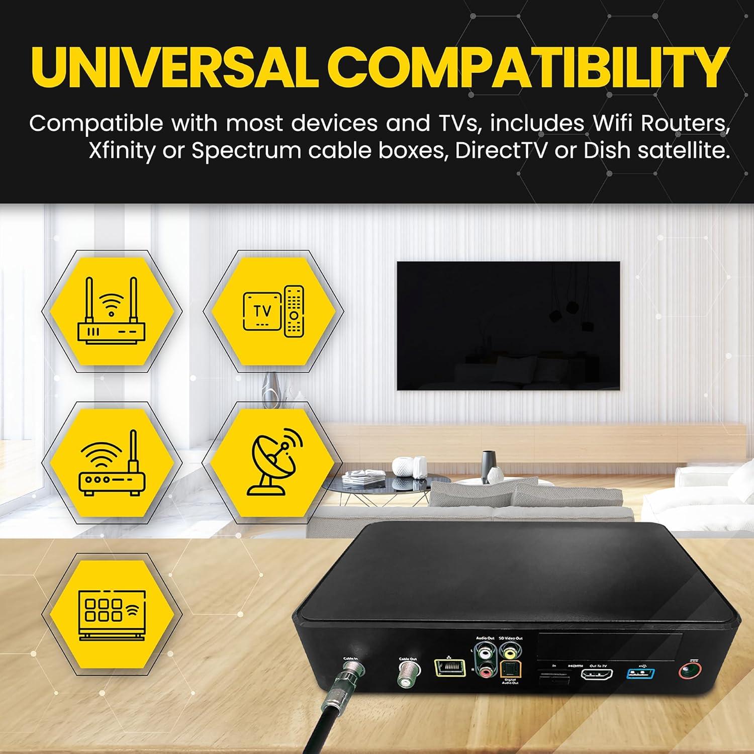 Cable Coaxial RG6 Premium 30.48 cm Negro - Internet y TV HD