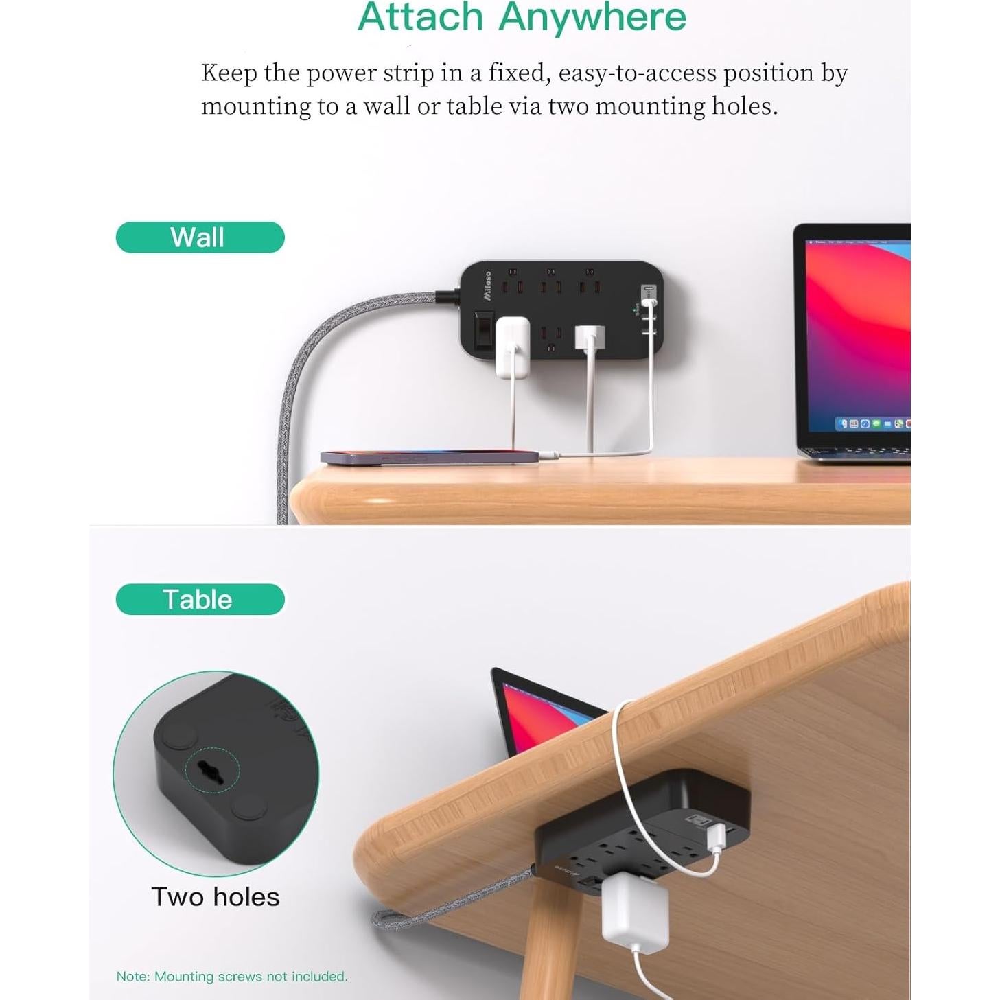 Regleta de Extensión MIFASOPOWER 6 Salidas 4 USB Carga Rápida