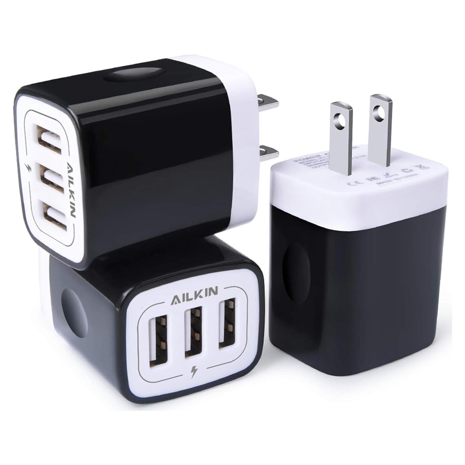 Cargador de Pared AILKIN 3USB 3.1A Rápido para iPhone y Samsung