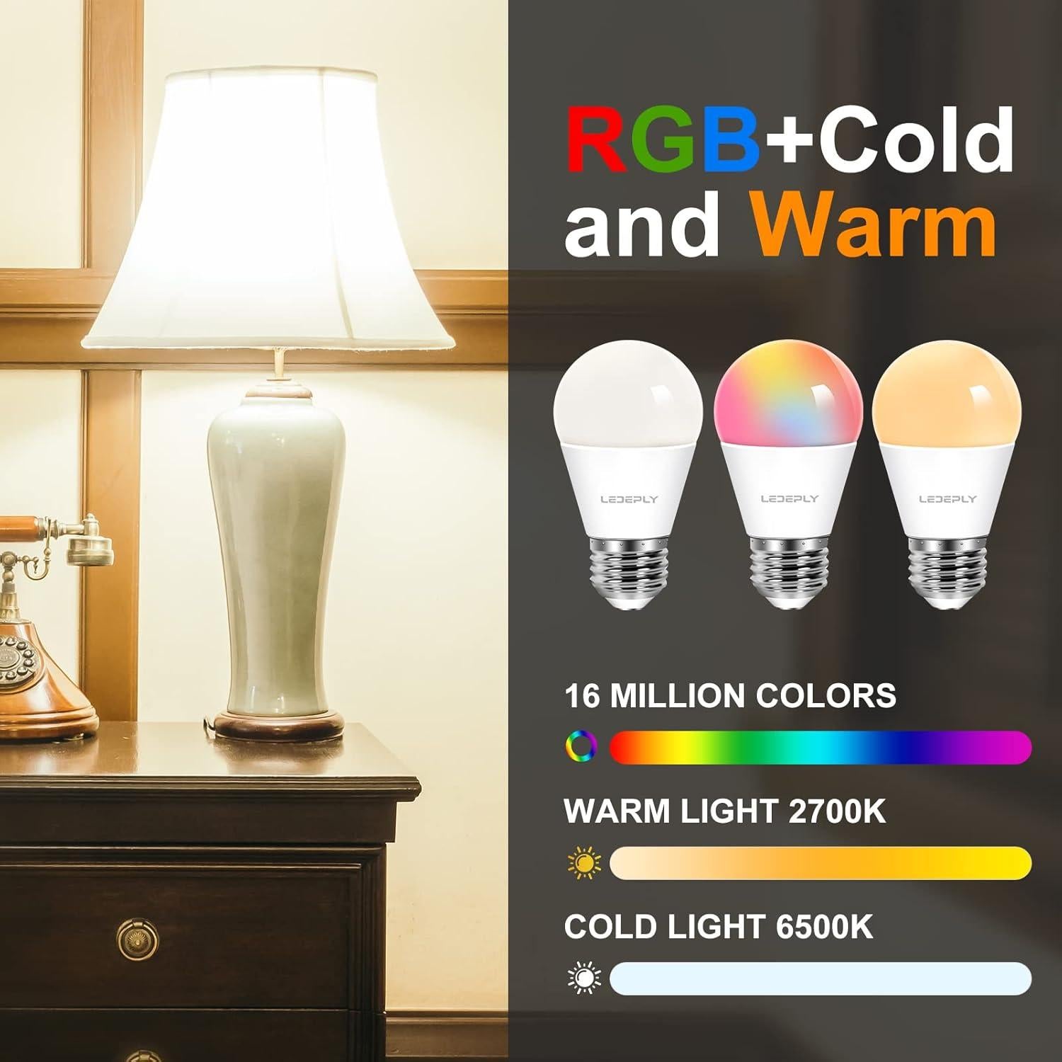 Bombillas Inteligentes Zigbee A15 LEDEPLY E26 5W Regulables 2 Pzas