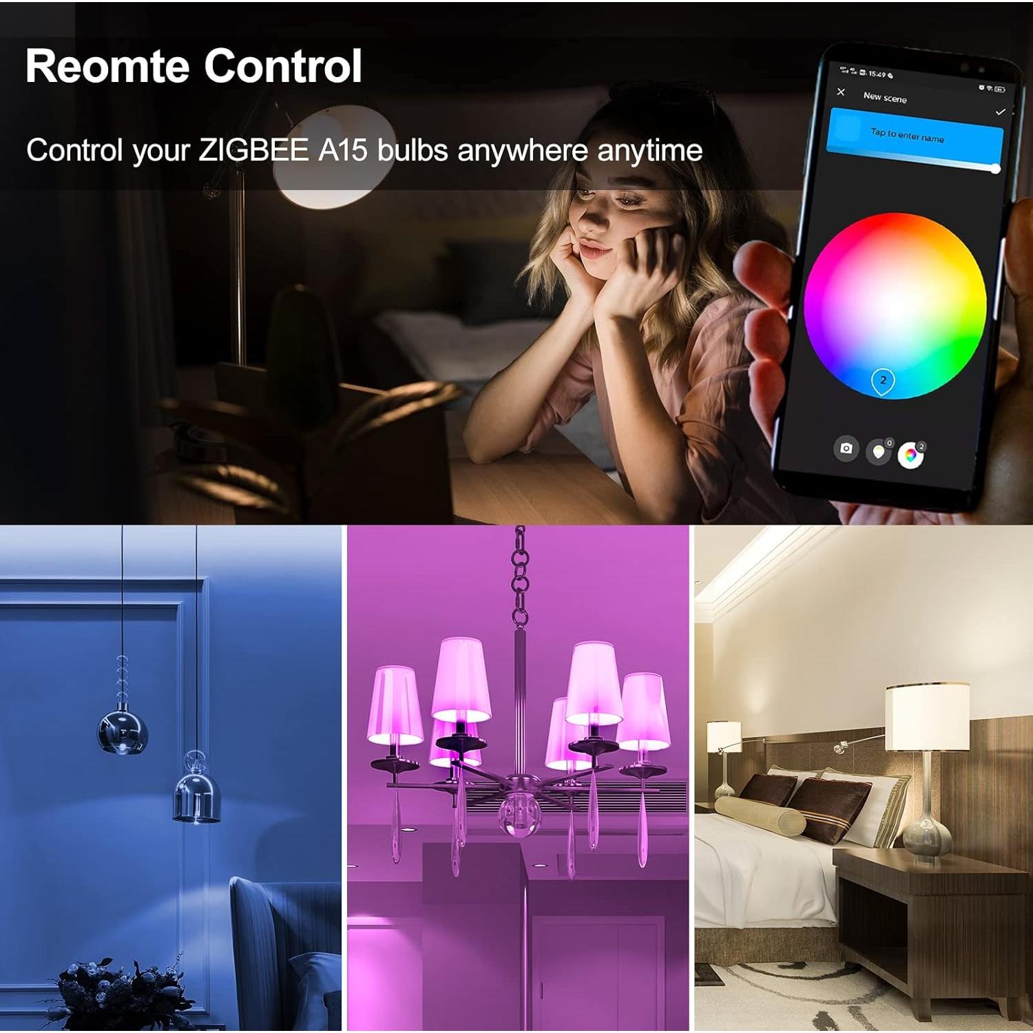 Bombillas Inteligentes Zigbee A15 LEDEPLY E26 5W Regulables 2 Pzas