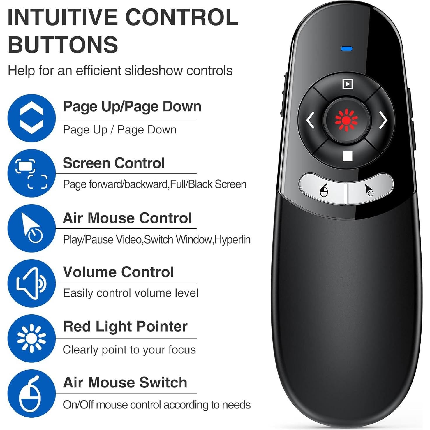 Clicker Presentador Inalámbrico DINOSTRIKE 2 en 1 USB y Tipo C