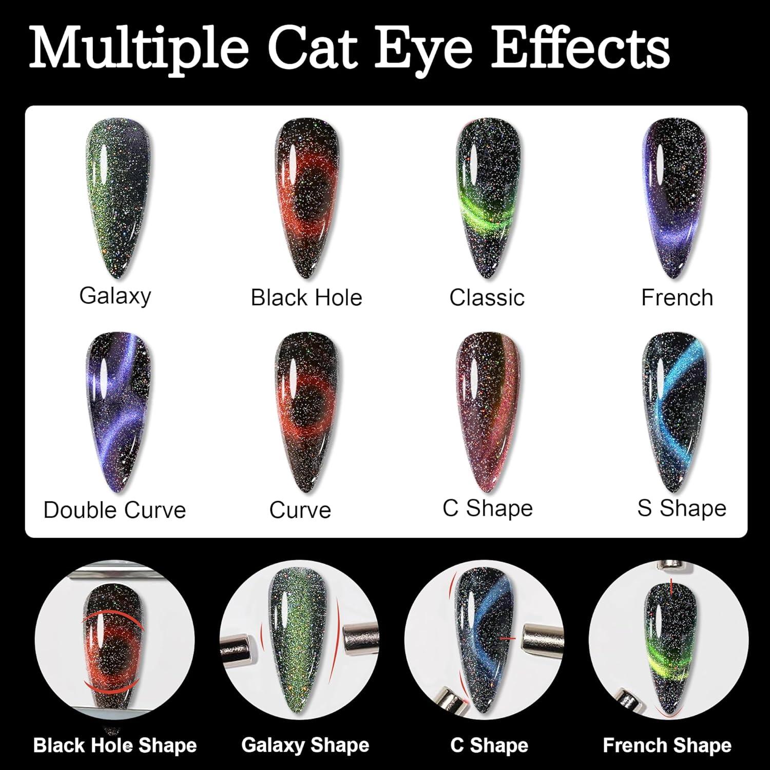 Kit de Esmalte de Uñas Gel Ojo de Gato EODCI 7.5ml x6