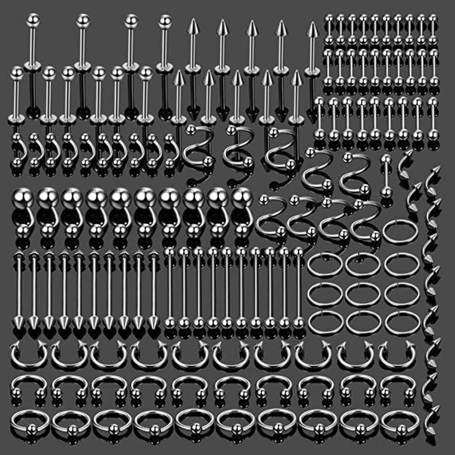 BodyJ4You Kit de Joyería para Piercing Corporal 120 Piezas