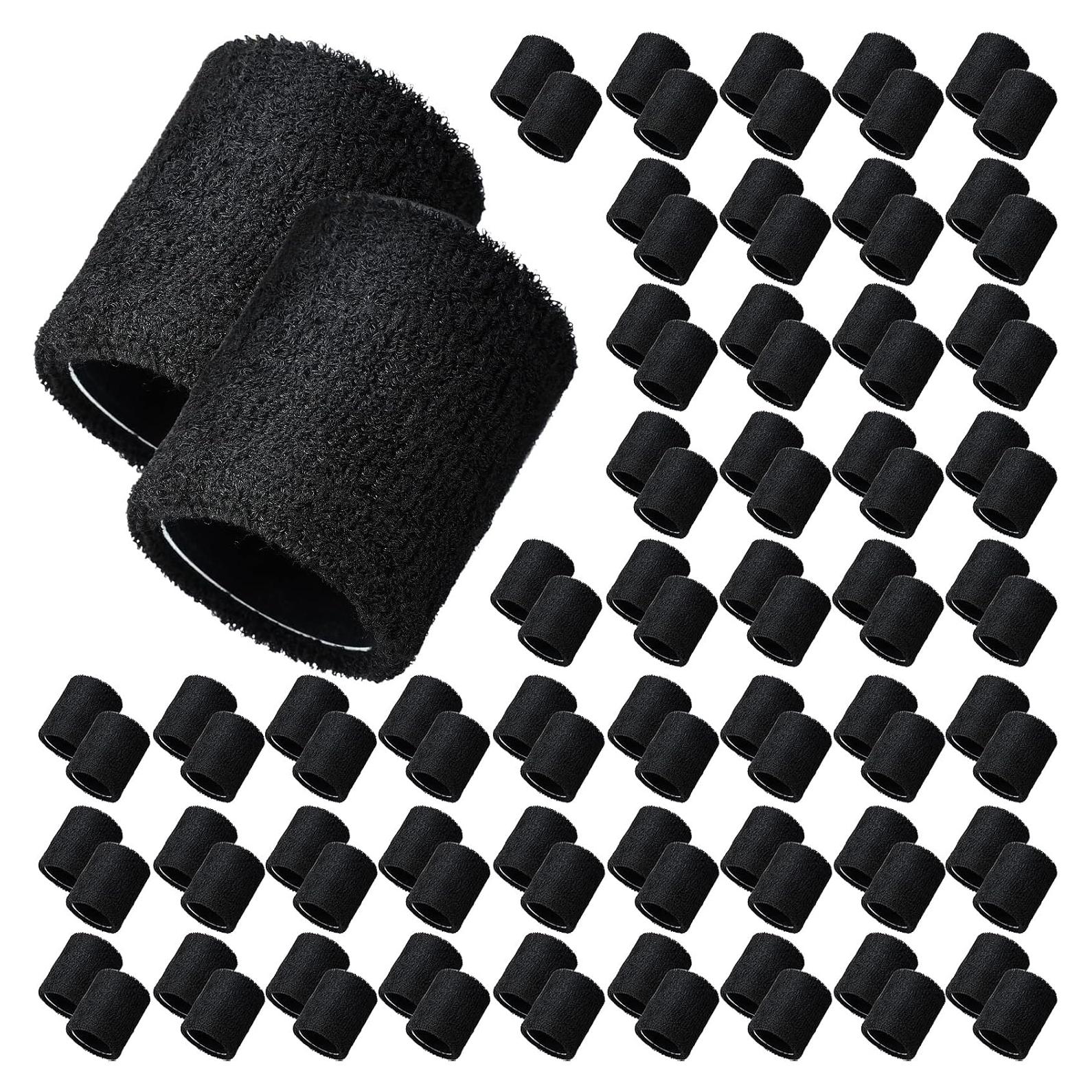 Pulseras de Muñeca Sosation 100 Piezas Algodón Negro Deportivas