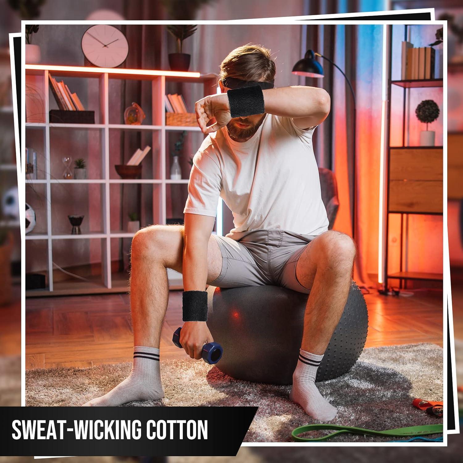 Pulseras de Muñeca Sosation 100 Piezas Algodón Negro Deportivas