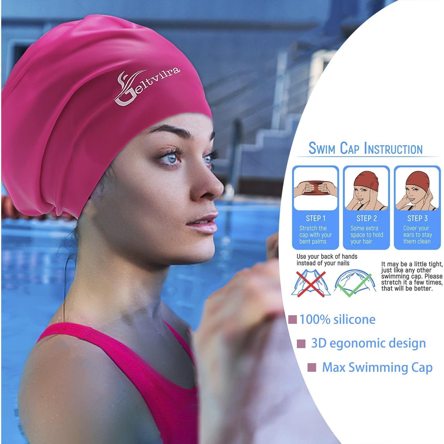 Gorro de natación Geltvilra D-ym para cabello largo y trenzas