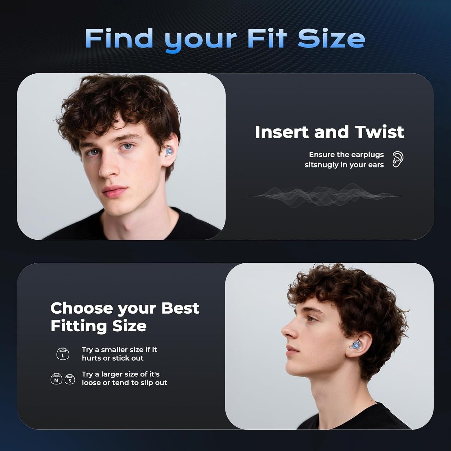 Tapones para Oídos Yawsoy C12 Alta Fidelidad Azul - 2 Pares