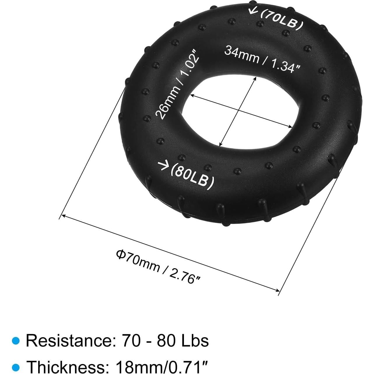 Fortalecedor de Agarre de Mano uxcell 70-80 Lbs Silicona Negro