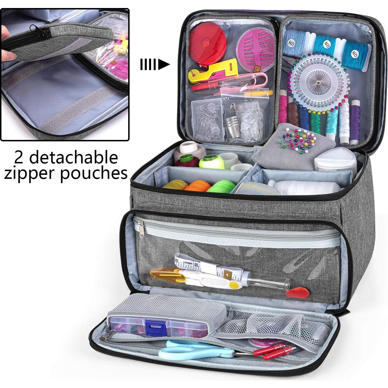 Organizador de Costura LUXJA Gris con 2 Bolsillos Transparentes