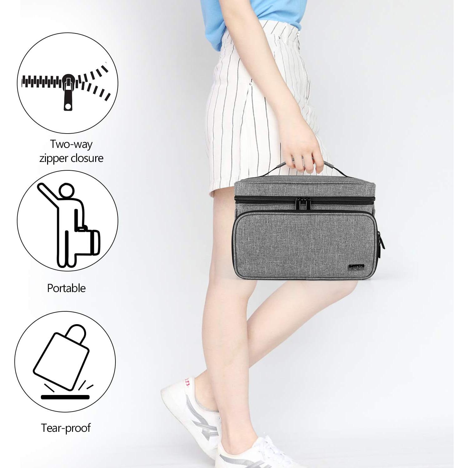 Organizador de Costura LUXJA Gris con 2 Bolsillos Transparentes