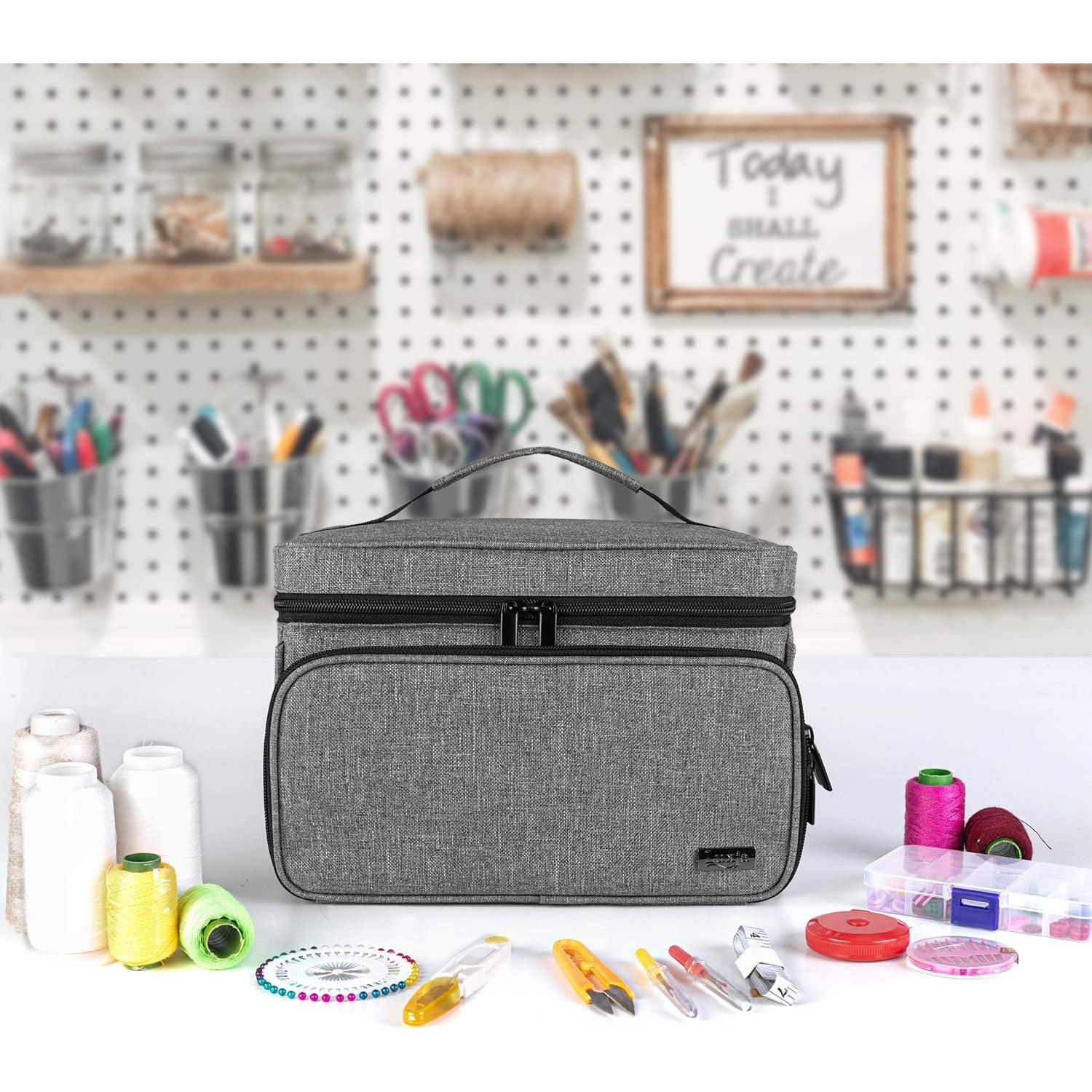 Organizador de Costura LUXJA Gris con 2 Bolsillos Transparentes