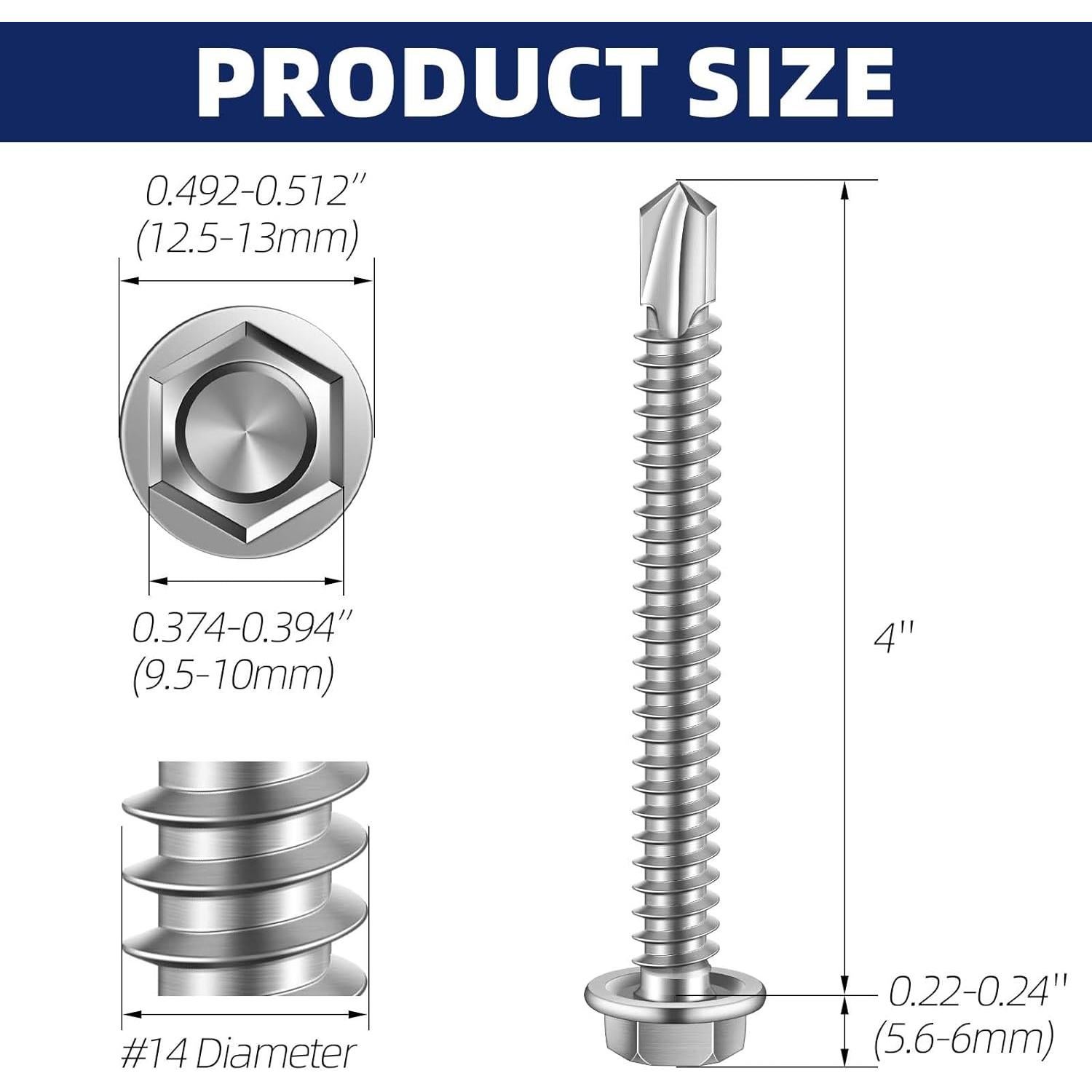 Tornillos autoperforantes MewuDecor #14 x 10 cm 20 PCS