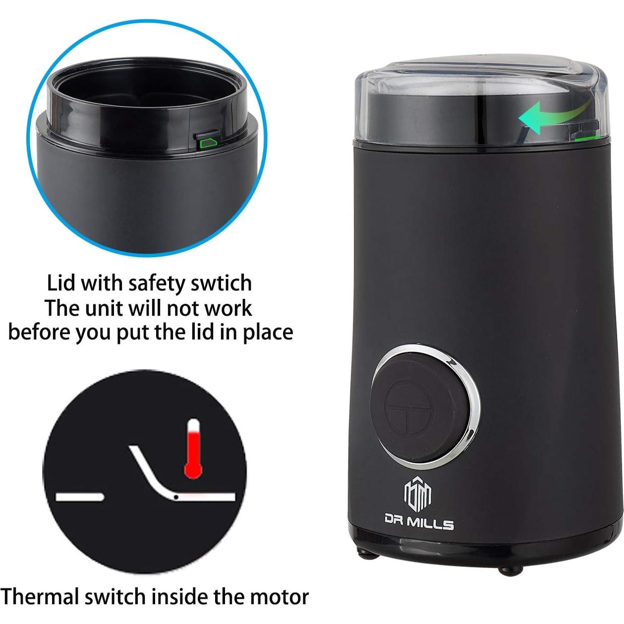 Molinillo de Café Eléctrico DR MILLS DM-7441 150W Acero Inoxidable