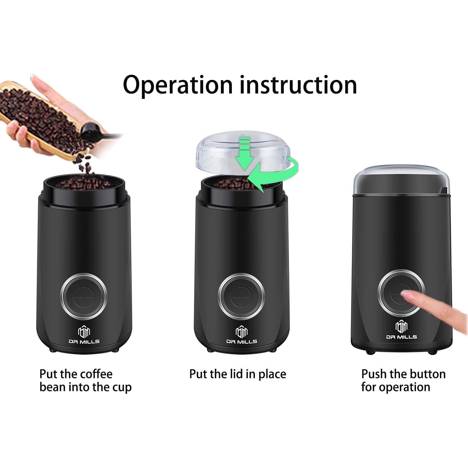 Molinillo de Café Eléctrico DR MILLS DM-7441 150W Acero Inoxidable