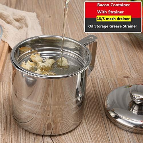 Contenedor de grasa Xunda 1.2L con colador de acero inoxidable