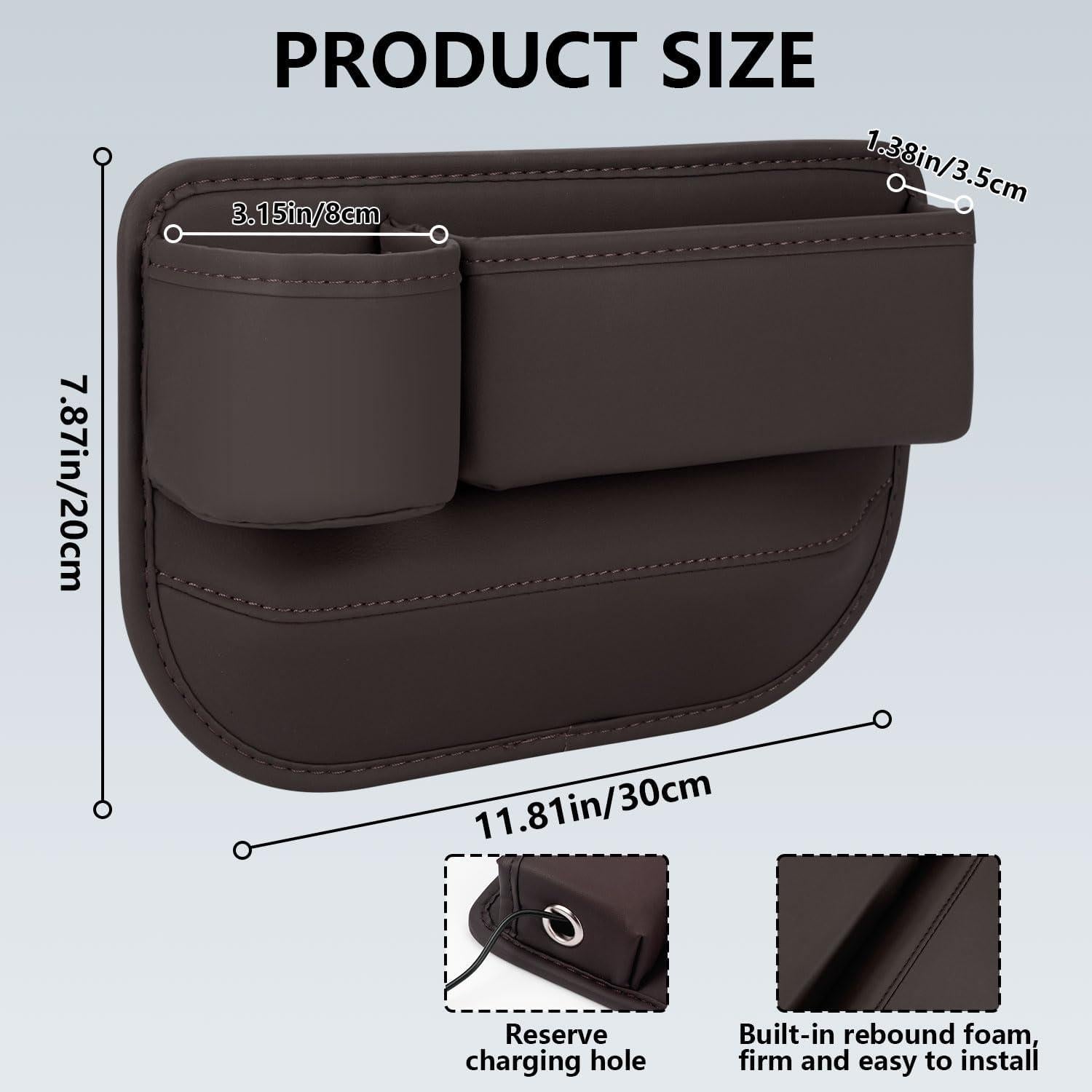 Organizador de Asiento de Coche TAEYONK con Portavasos Marrón