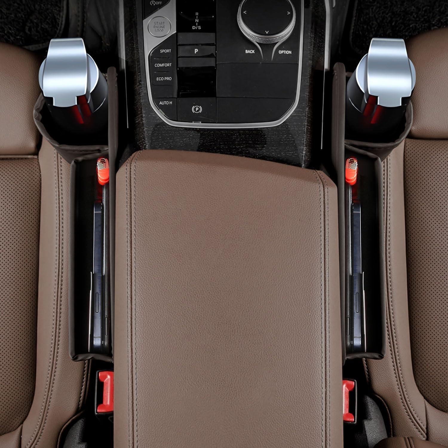 Organizador de Asiento de Coche TAEYONK con Portavasos Marrón