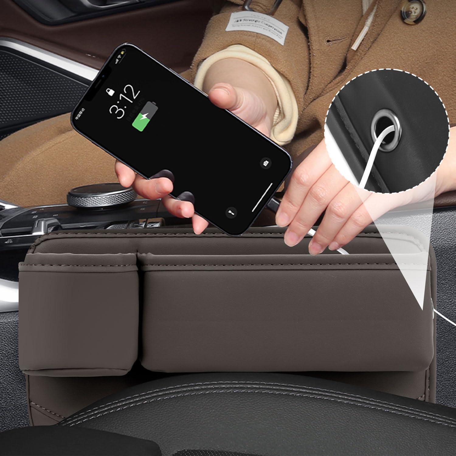 Organizador de Asiento de Coche TAEYONK con Portavasos Marrón