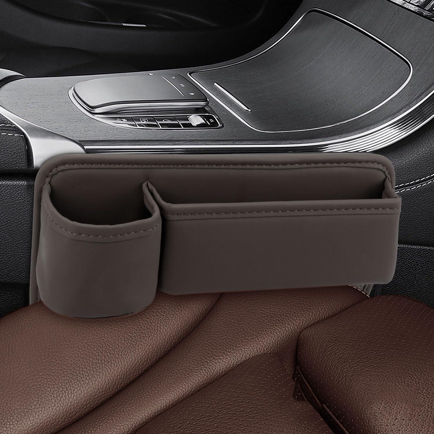 Organizador de Asiento de Coche TAEYONK con Portavasos Marrón