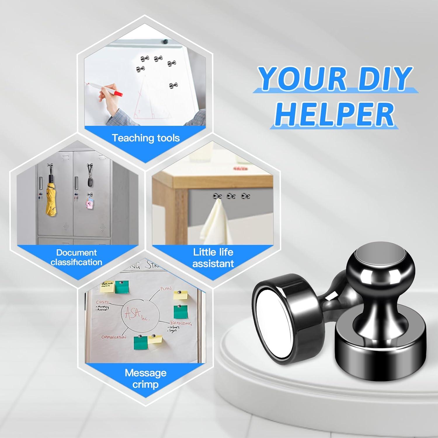 Imanes de Refrigerador GOOZADA 10 Paquete Neodimio Negro