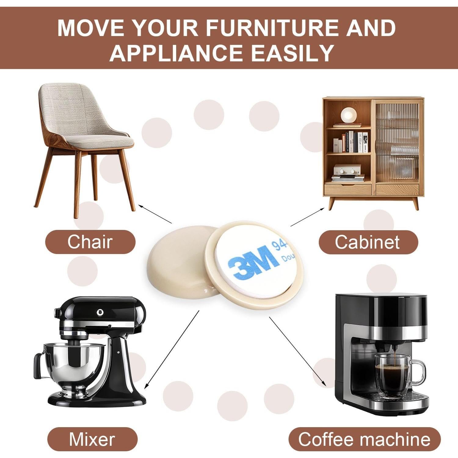 Deslizadores de Muebles RUSIDO 25mm Autoadhesivos 20pcs Beige