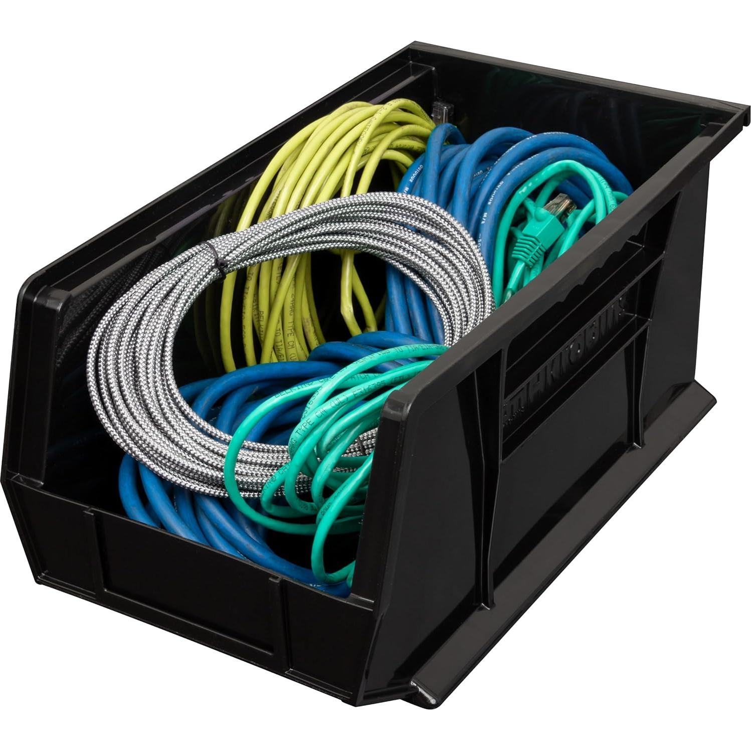 Contenedor de Almacenamiento Apilable Akro-Mils 30240 Negro - Paquete de 12