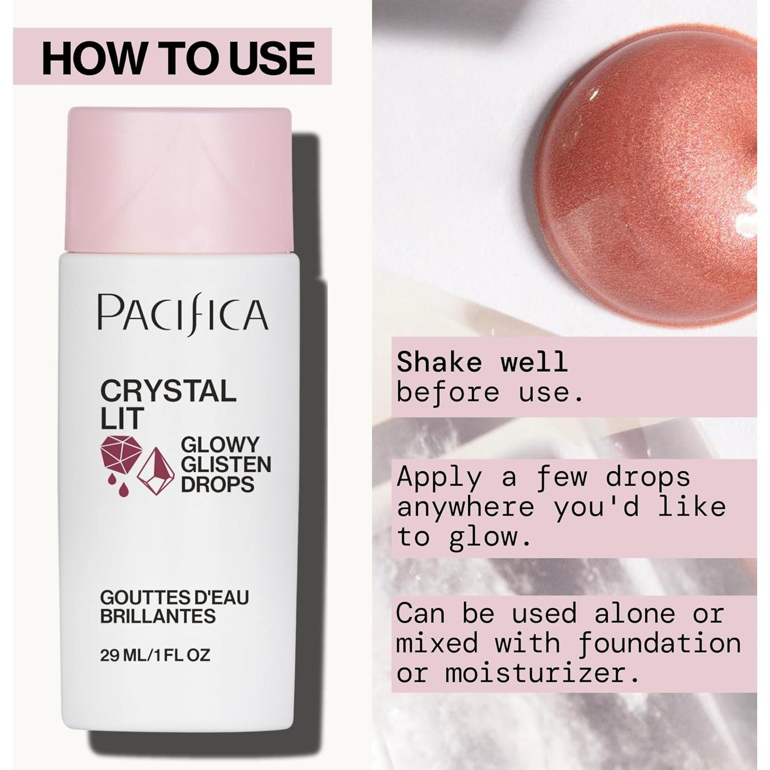 Pacifica Crystal Lit Glisten Drops - Rubor e Iluminador Líquido 40g