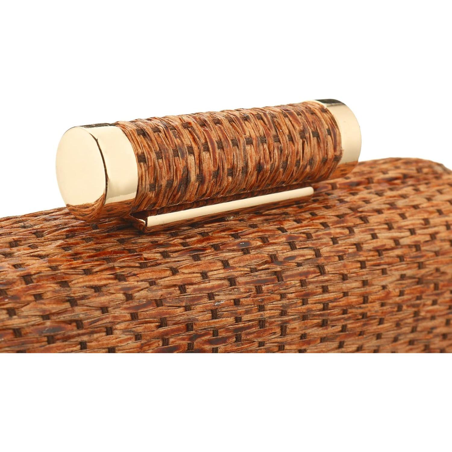 Bolso de Paja Tejido a Mano YYW para Mujeres 19x4.6x12.7cm