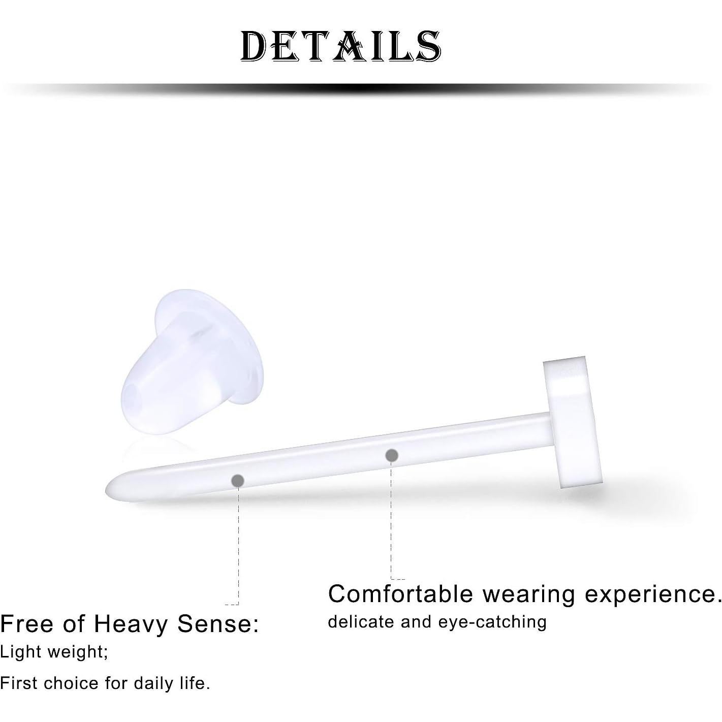 Pendientes Hipoalergénicos Kridzisw 20G Transparentes 30 Pcs