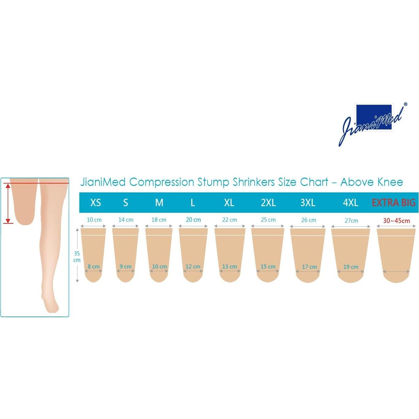 Reductor de muñón protésico JianiMed M 35cm Compresión 20-30 mmHg