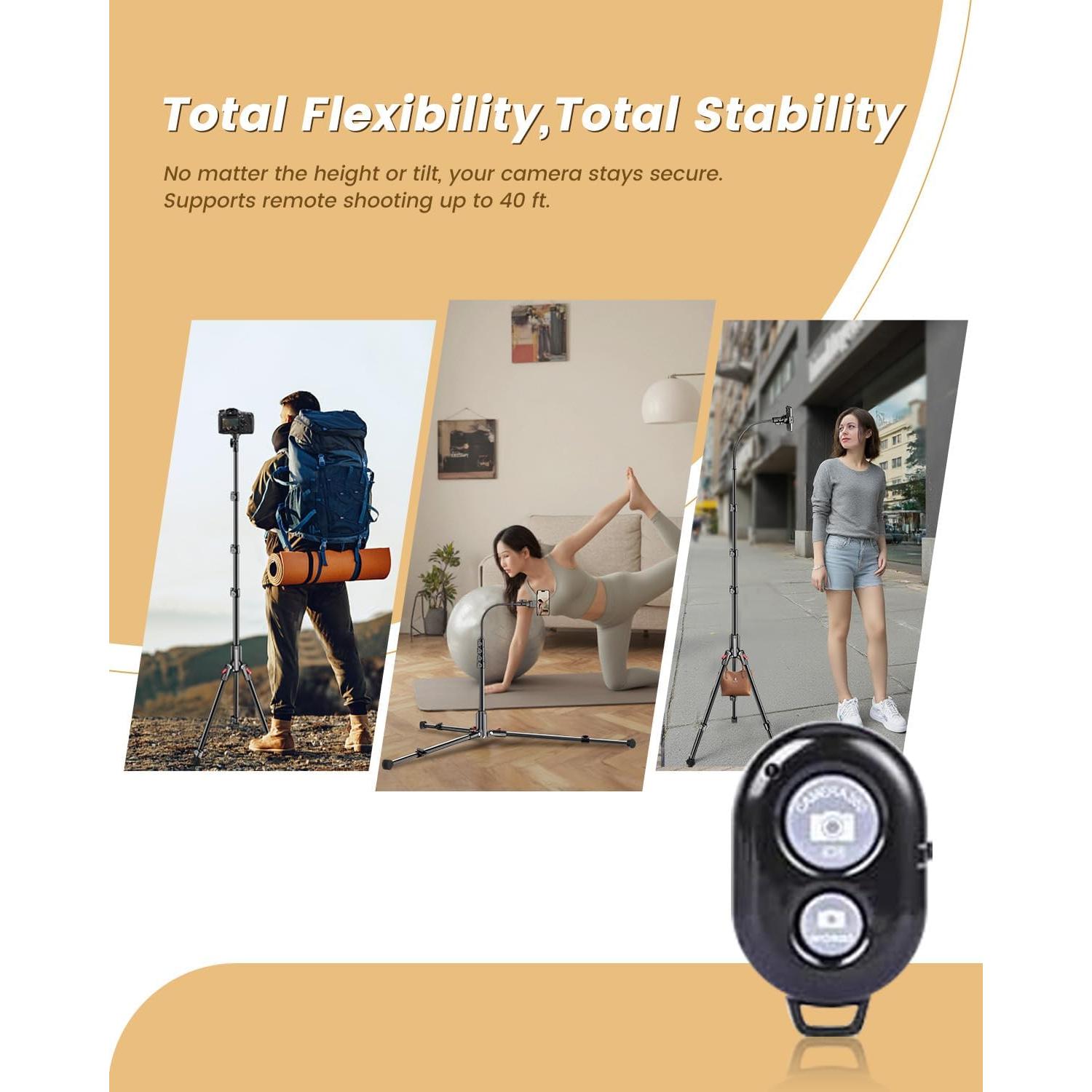 Trípode para Teléfono CAMBOFOTO S202 84" Ajustable con Control Remoto
