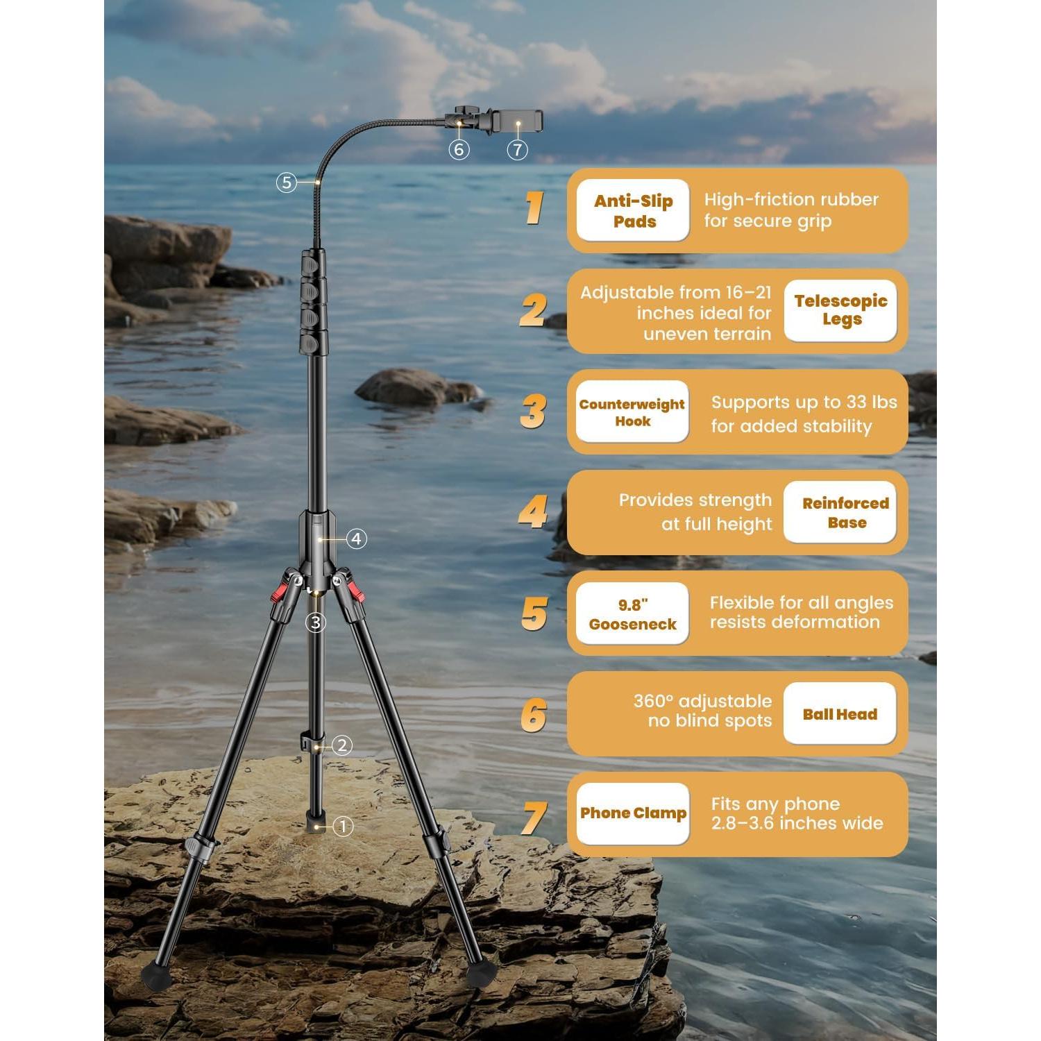 Trípode para Teléfono CAMBOFOTO S202 84" Ajustable con Control Remoto