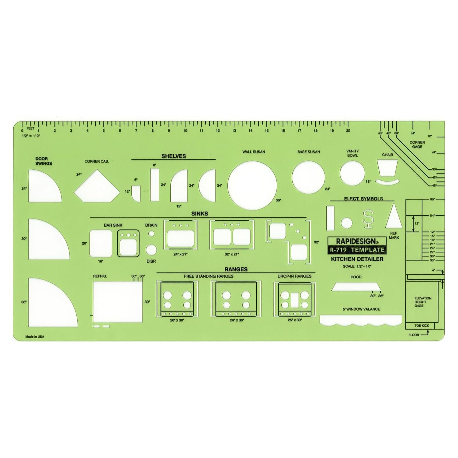 Plantilla de Detalle de Cocina Rapidesign R719 con Escala 1/2"