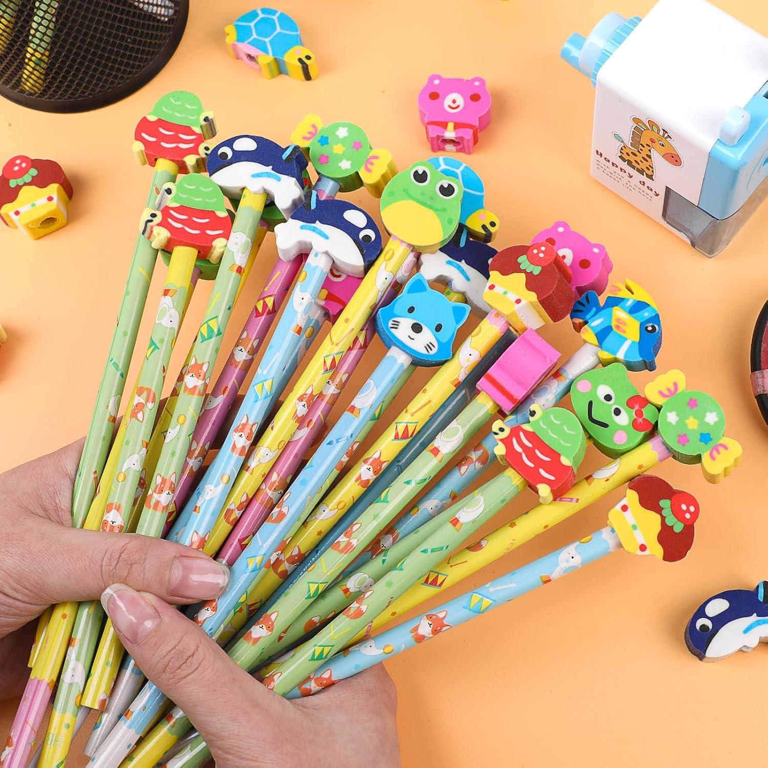 Lápices Lindos DIYASY con Borradores Animales - 28 Pcs