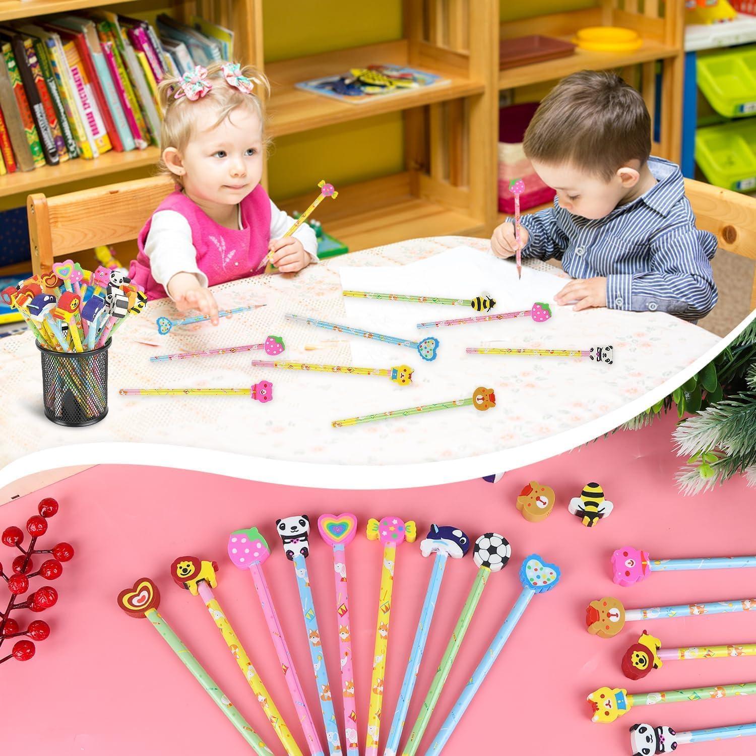 Lápices Lindos DIYASY con Borradores Animales - 28 Pcs