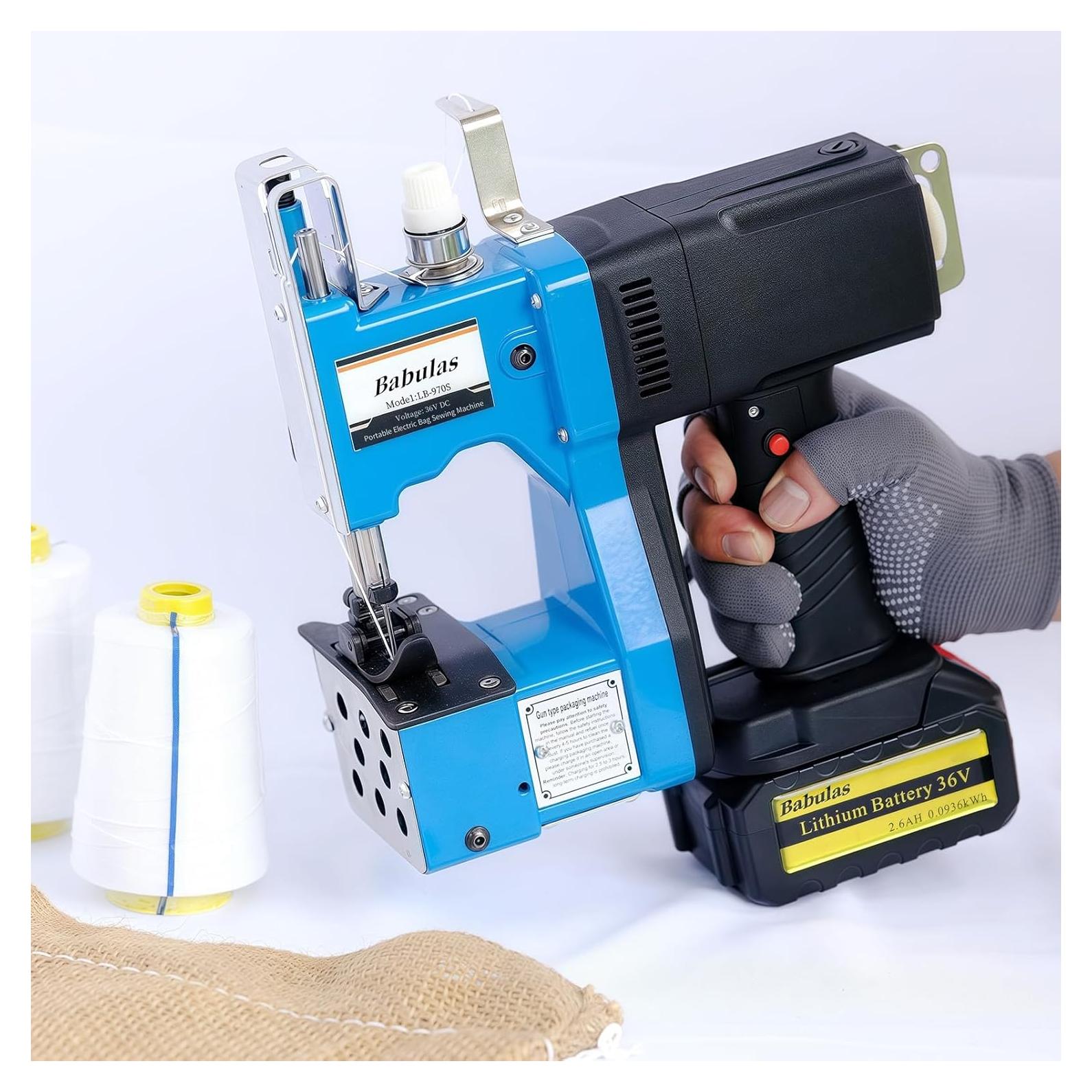 Máquina de Coser de Bolsas Inalámbrica GS-970A 36V CC Azul