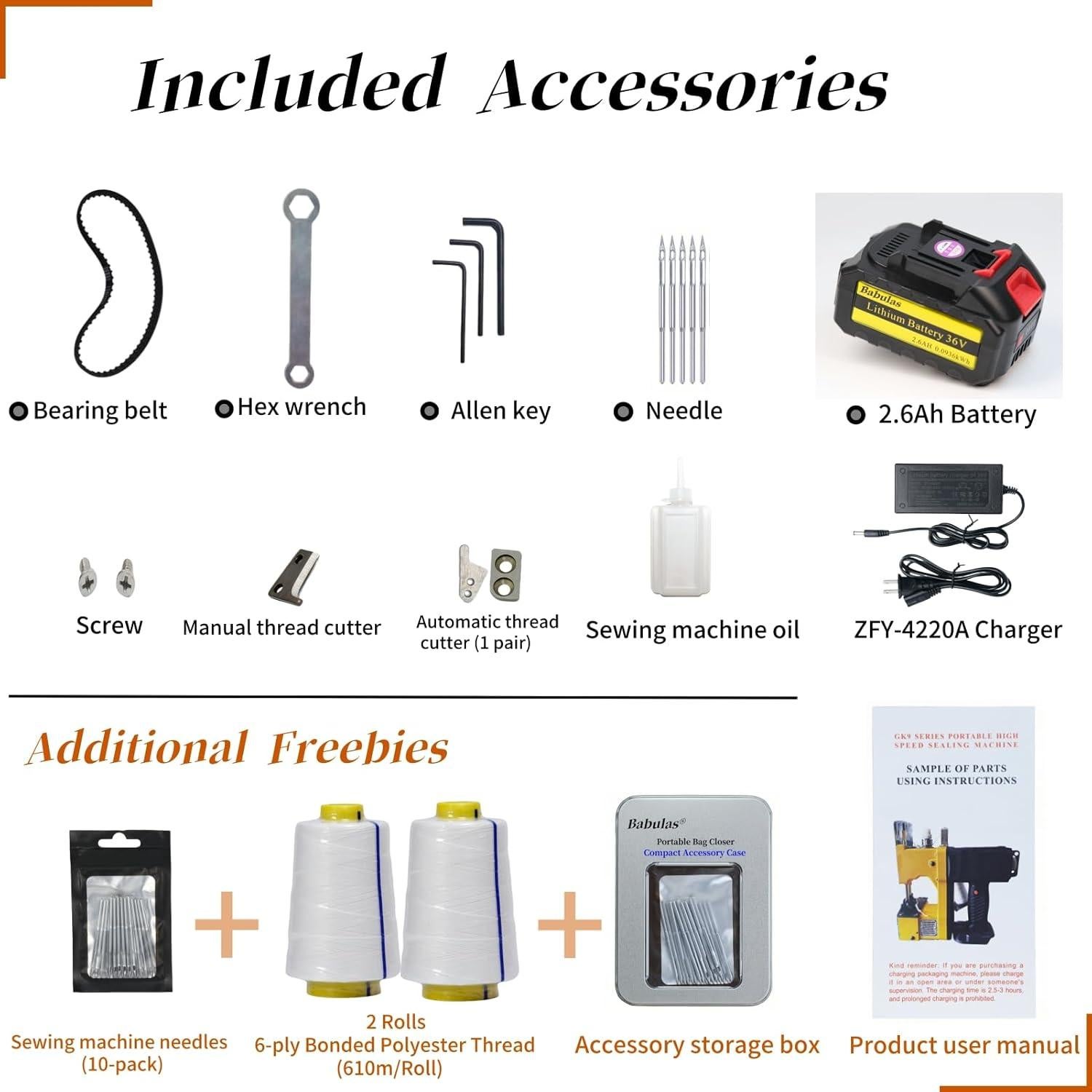 Máquina de Coser de Bolsas Inalámbrica GS-970A 36V CC Azul