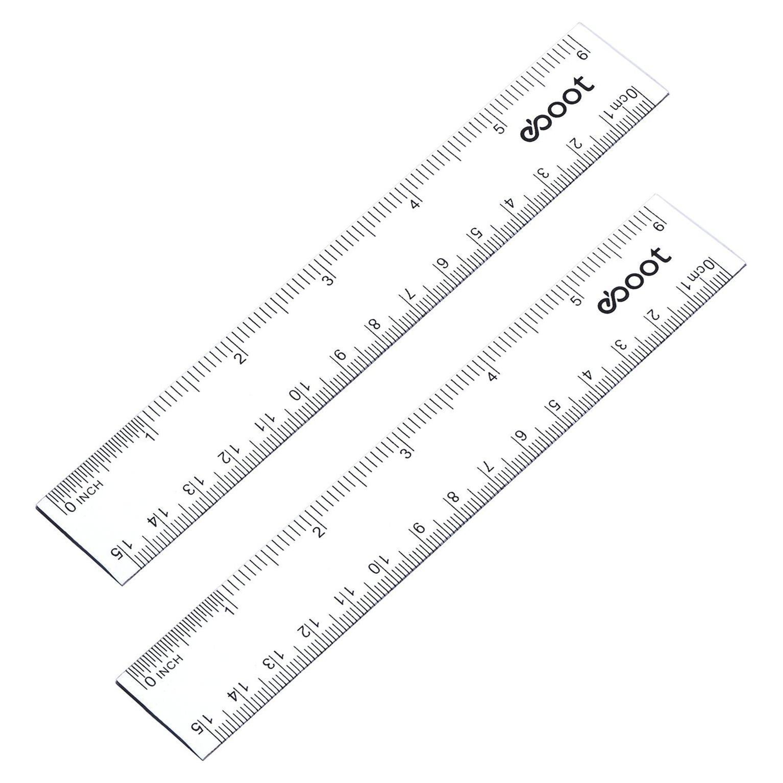Paquete de 2 Reglas de Plástico EBOOT Transparentes 15 cm
