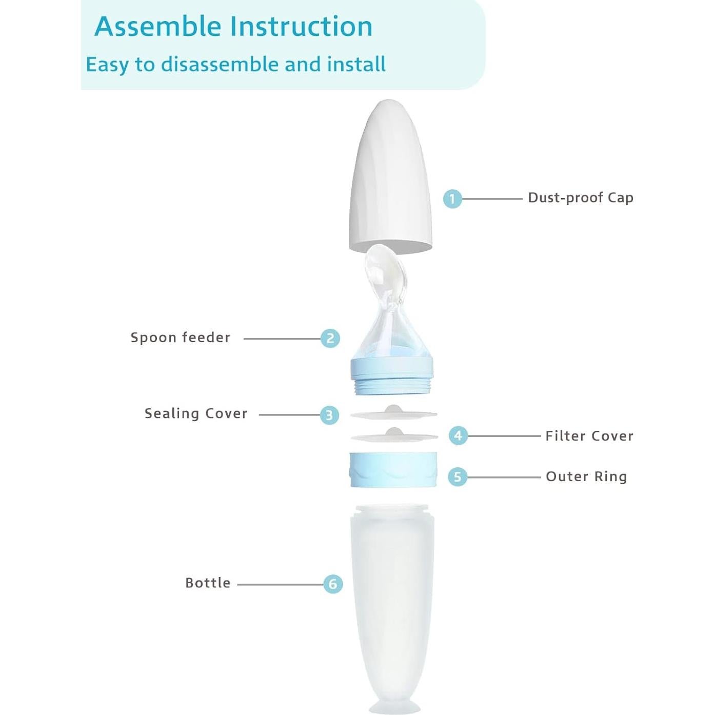 Cuchara dispensadora de comida para bebés Termichy azul - 119g