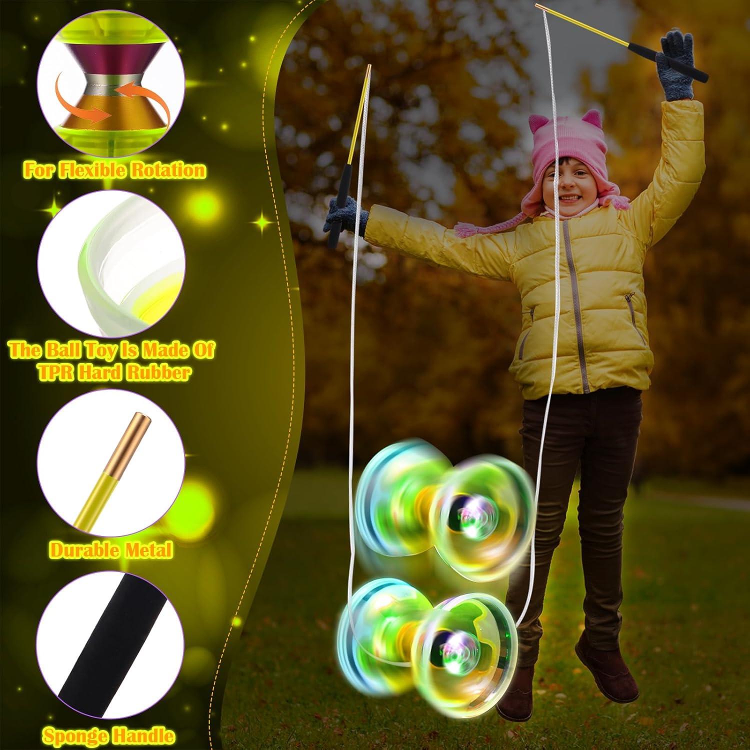 Juego de Diabolo Chino LED Chitidr 12.8 cm Amarillo