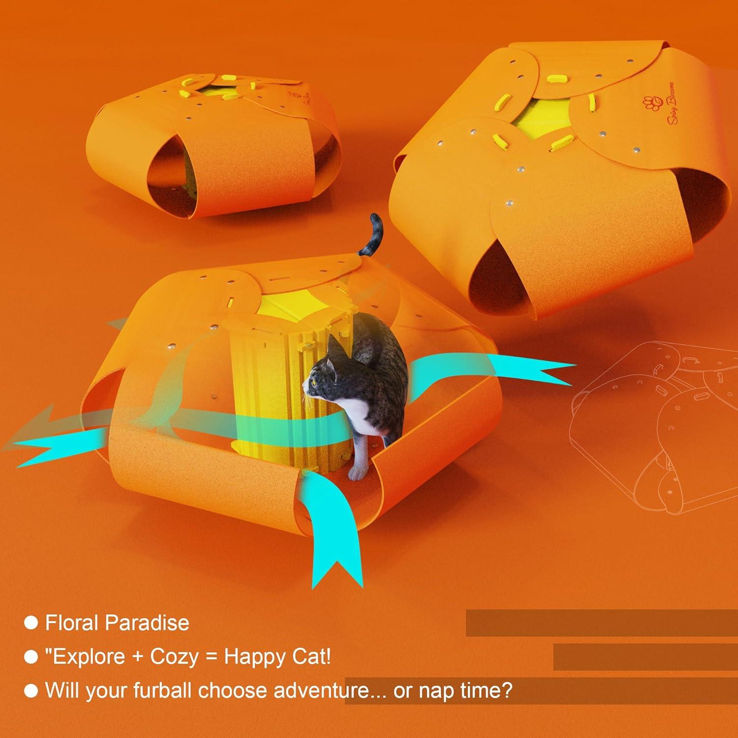 Túnel para Gatos Spring Blossoms Naranja Ámbar 64.5x29cm