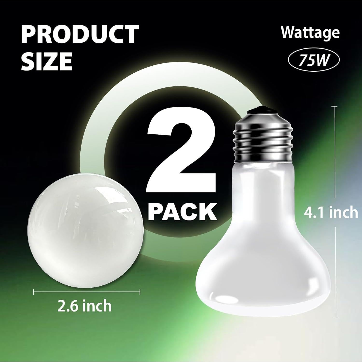 Paquete de 2 Bombillas de Calor Solar 75W Gxiietem para Reptiles