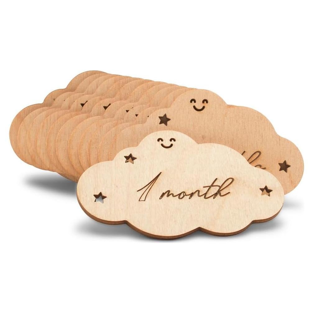 Tarjetas de Hitos Mensuales para Bebés Woodpeckers - 12 Accesorios