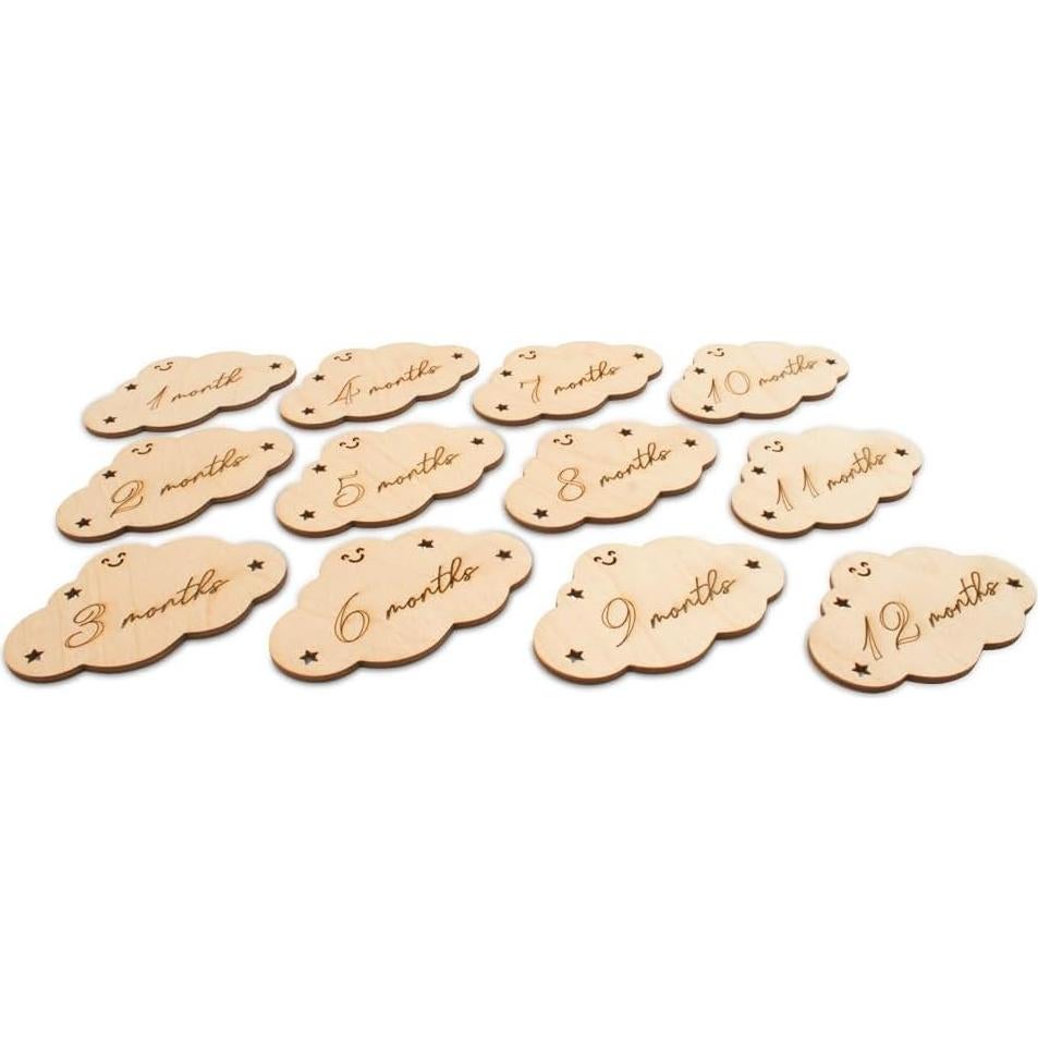 Tarjetas de Hitos Mensuales para Bebés Woodpeckers - 12 Accesorios