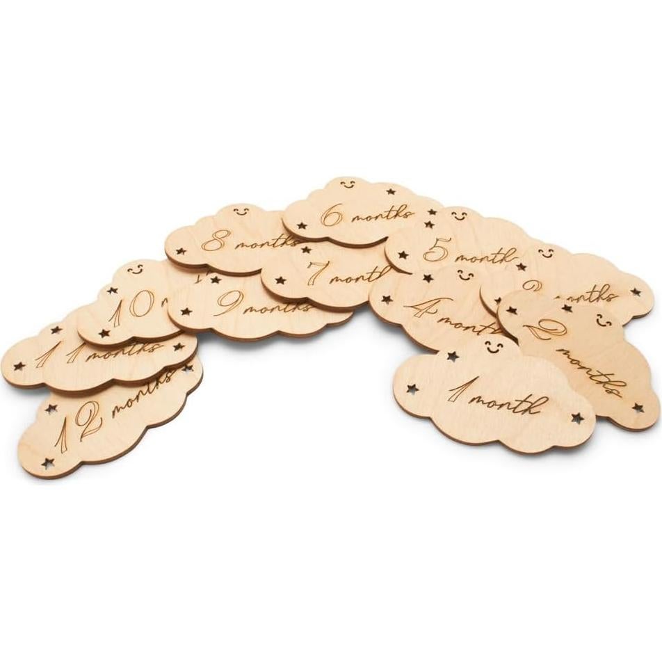 Tarjetas de Hitos Mensuales para Bebés Woodpeckers - 12 Accesorios