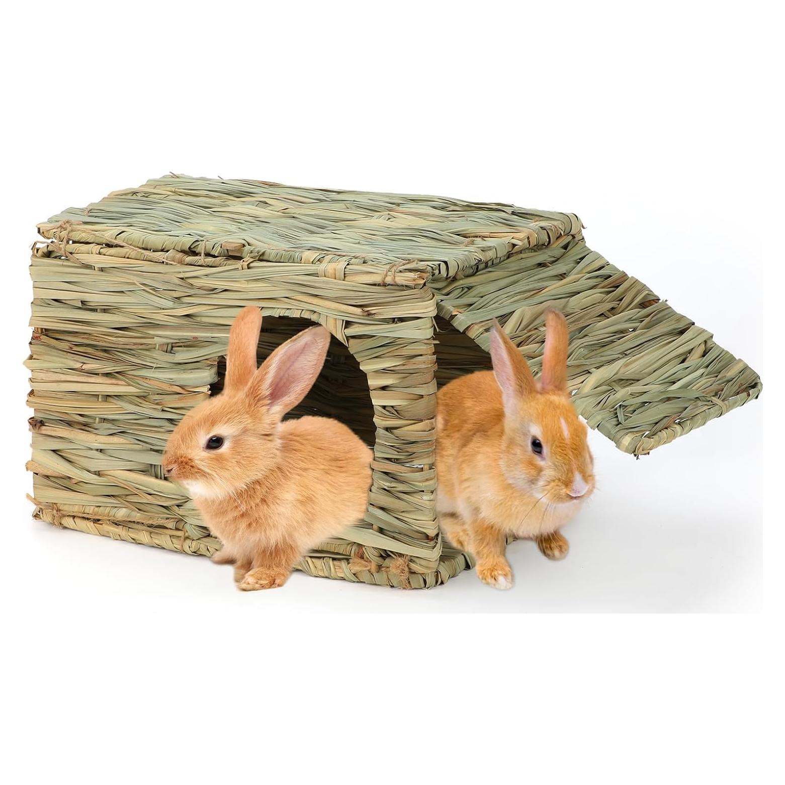 Casa de Hierba BWOGUE para Conejos y Animales Pequeños 30x20x23 cm