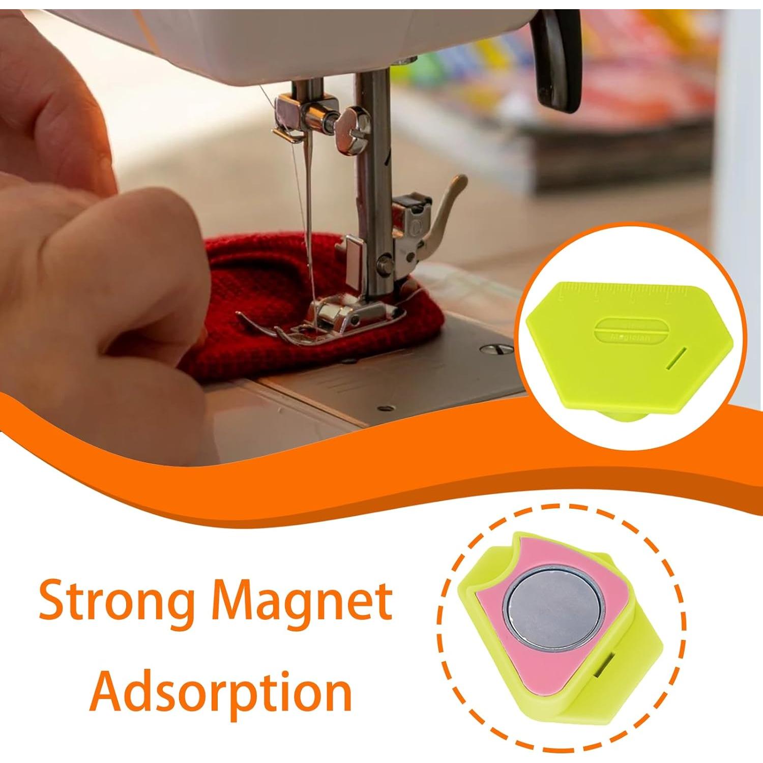 Upgraded Magnetic Seam Guide for Sewing Machine，Polygonal Sewing Seam Guide with Scale，Multi-Purpose Tool Magnetic Sewing Guide， Universal Sewing Accessories and Supplies（Green）